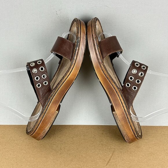 Naot Alameda Riveted Leather Two Strap Sandals Womens 8 Brown Comfort Slide - Picture 6 of 9